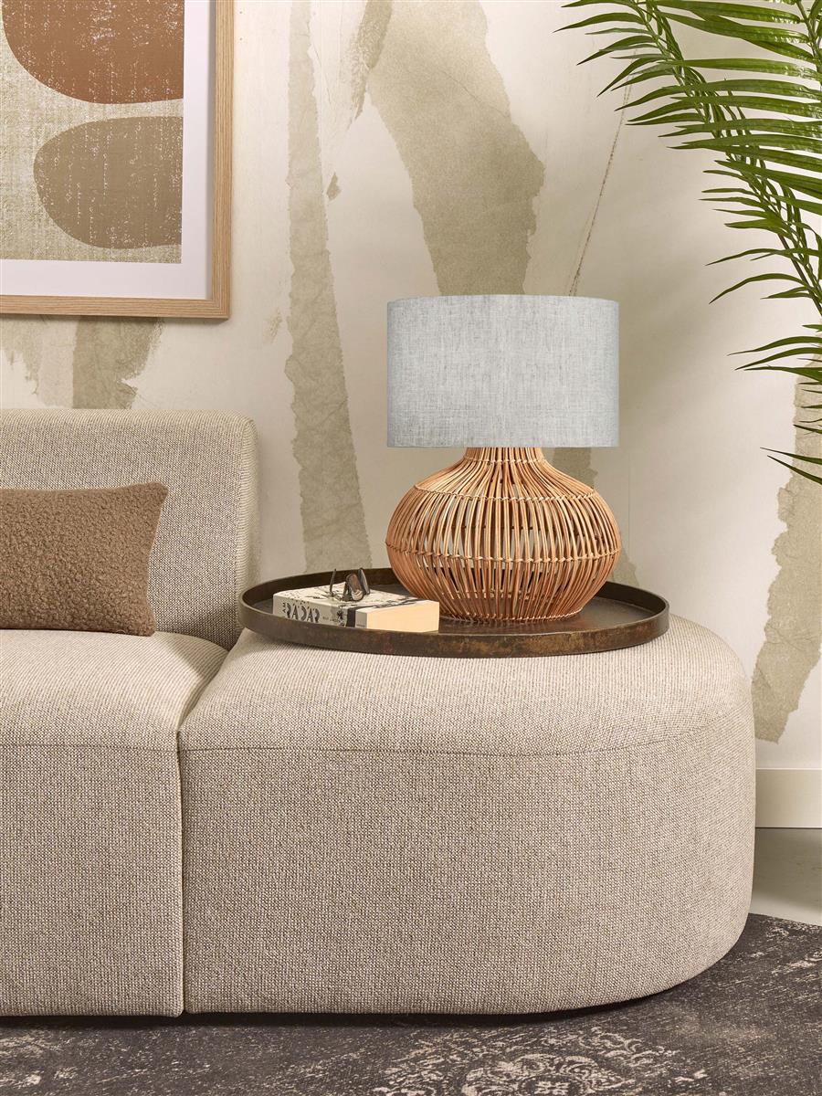 GOOD&MOJO I Tischleuchte I KALAHARI I Farbe: Natur/helles Leinen I Schirm: Ø32 x 28