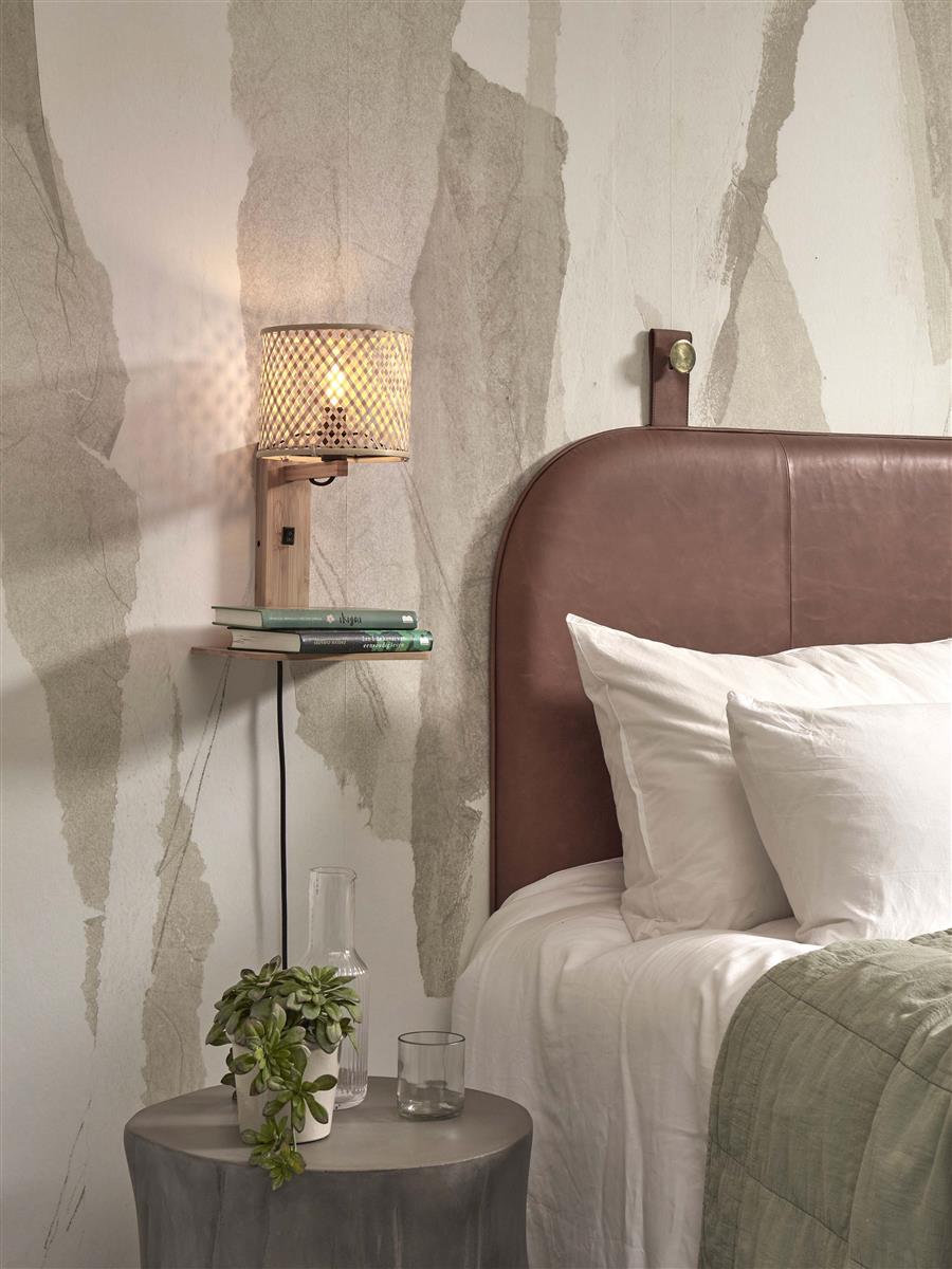 GOOD&MOJO I Wandleuchte I JAVA I Farbe: Natur I Schirm: Ø18 x 15