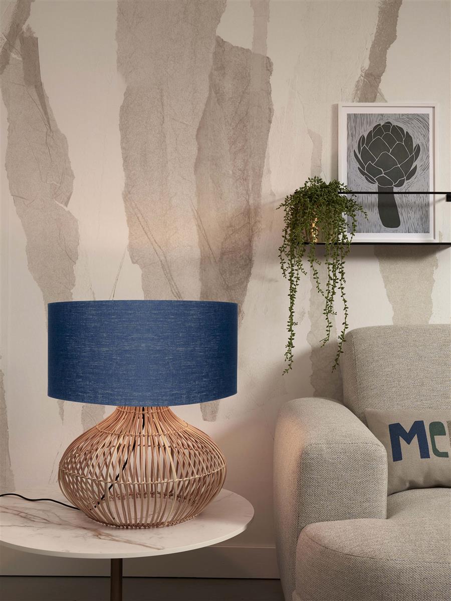 GOOD&MOJO I Tischleuchte I KALAHARI I Farbe: Natur/blaues Denim I Schirm: Ø42 x 35