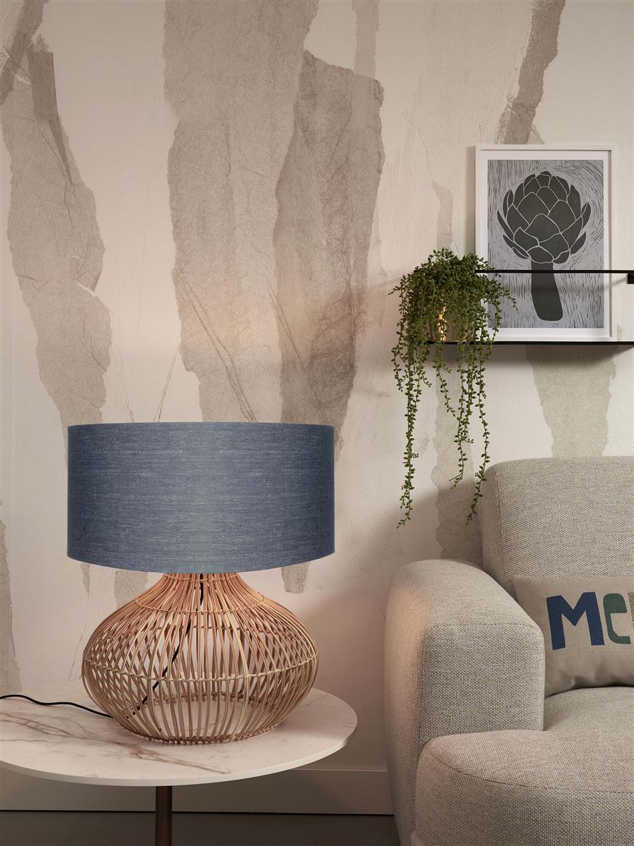 GOOD&MOJO I Tischleuchte I KALAHARI I Farbe: Natur/Dunkelgrau I Schirm: Ø42 x 35