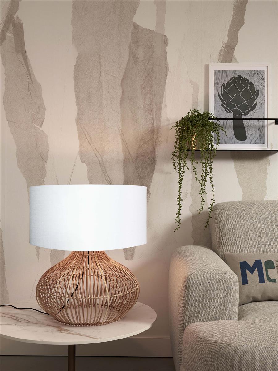 GOOD&MOJO I Tischleuchte I KALAHARI I Farbe: Natur/Weiß I Schirm: Ø42 x 35