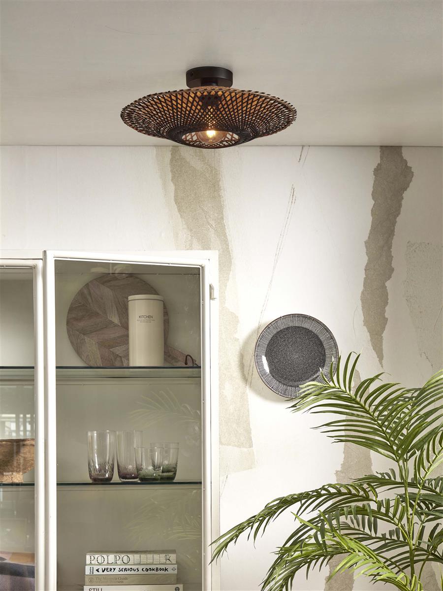 GOOD&MOJO I Deckenleuchte I KALIMANTAN I Farbe: Schwarz/Natur I Schirm: Ø44 x 12
