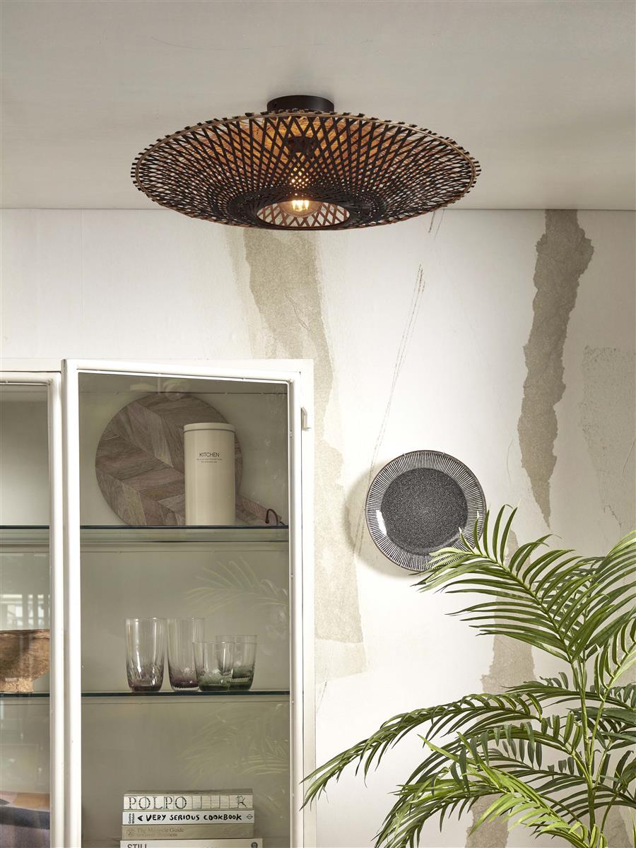 GOOD&MOJO I Deckenleuchte I KALIMANTAN I Farbe: Schwarz/Natur I Schirm: Ø62 x 15