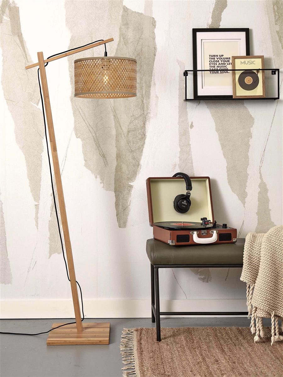 GOOD&MOJO I Stehleuchte I JAVA I Farbe: Natur I Schirm: Ø32 x 18