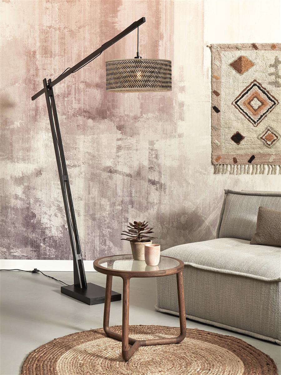 GOOD&MOJO I Stehleuchte I JAVA I Farbe: Natur/Schwarz I Schirm: Ø50 x 22