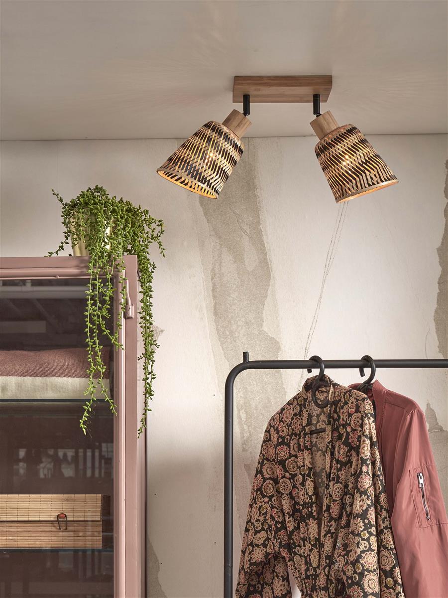 GOOD&MOJO I Deckenleuchte I JAVA I Farbe: Natur/Schwarz I Schirm: Ø15 x 17