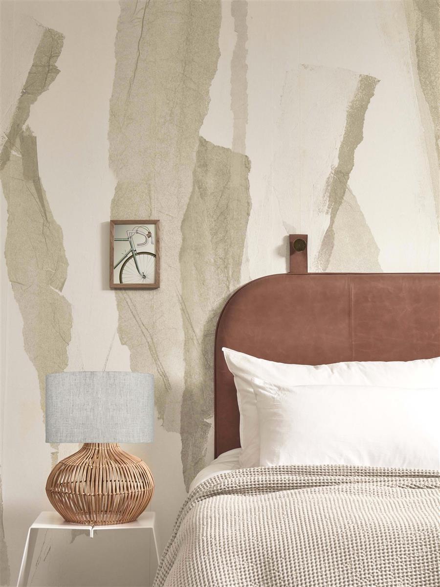 GOOD&MOJO I Tischleuchte I KALAHARI I Farbe: Natur/helles Leinen I Schirm: Ø32 x 28