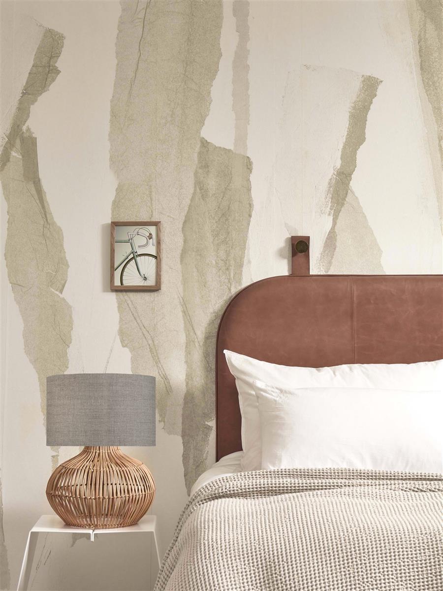 GOOD&MOJO I Tischleuchte I KALAHARI I Farbe: Natur/dunkles Leinen I Schirm: Ø32 x 28