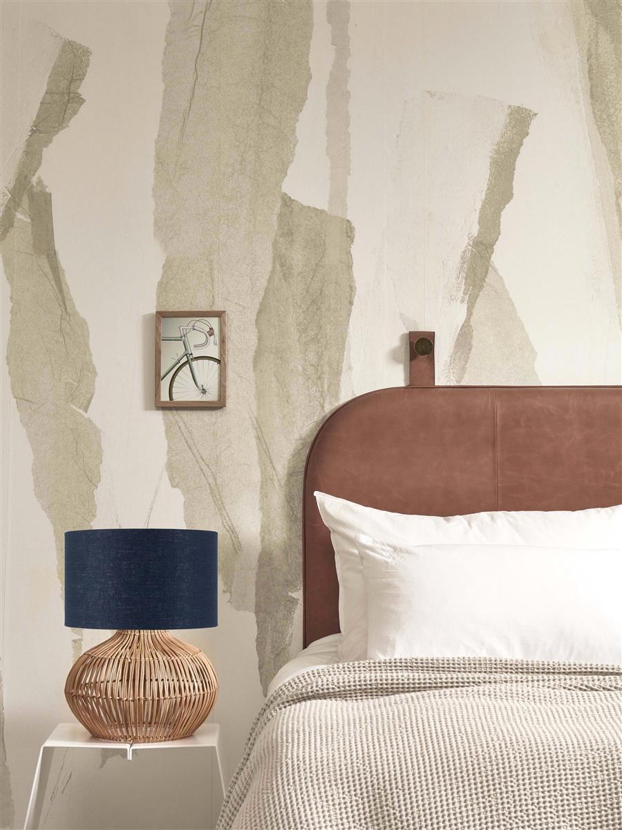 GOOD&MOJO I Tischleuchte I KALAHARI I Farbe: Natur/blaues Denim I Schirm: Ø32 x 28