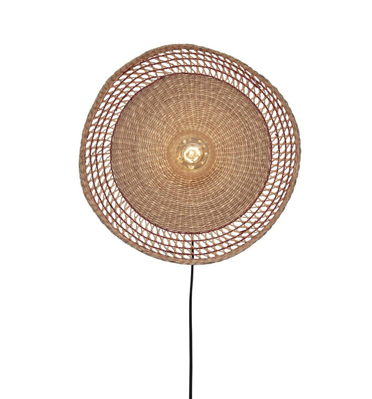 GOOD&MOJO I Wandleuchte I PANTANAL I Farbe: Natur/Rot I Schirm: Ø45 x 9