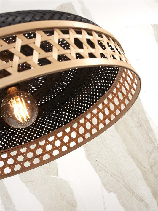 GOOD&MOJO I Hängeleuchte I UBUD I Farbe: Natur/Schwarz I Schirm: Ø60 x 18