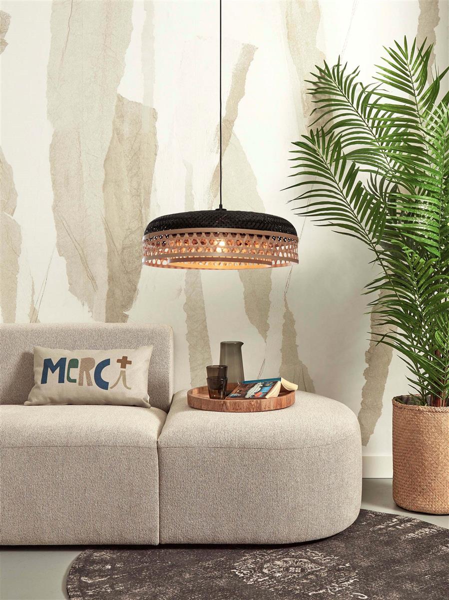 GOOD&MOJO I Hängeleuchte I UBUD I Farbe: Natur/Schwarz I Schirm: Ø60 x 18