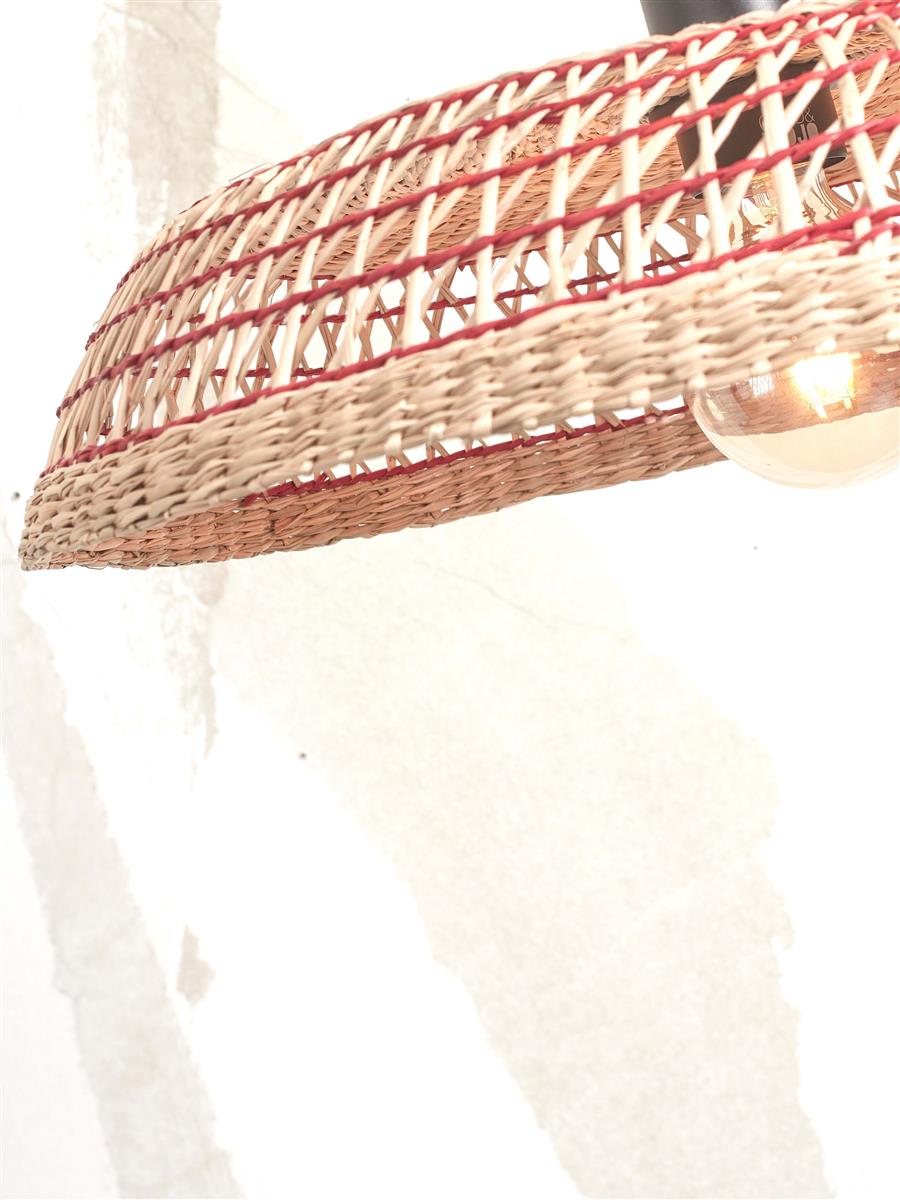 GOOD&MOJO I Deckenleuchte I PANTANAL I Farbe: Natur/Rot I Schirm: Ø45 x 9