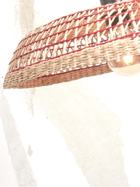 GOOD&MOJO I Deckenleuchte I PANTANAL I Farbe: Natur/Rot I Schirm: Ø45 x 9