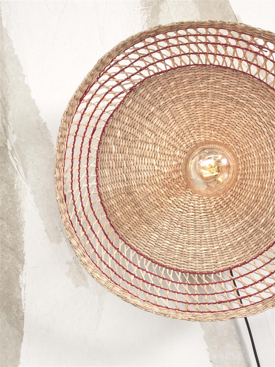 GOOD&MOJO I Wandleuchte I PANTANAL I Farbe: Natur/Rot I Schirm: Ø45 x 9