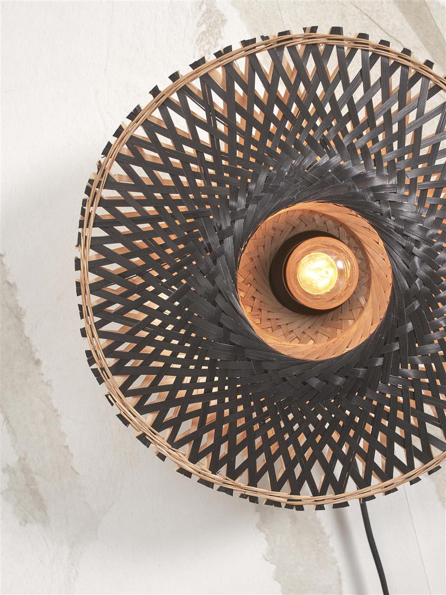 GOOD&MOJO I Wandleuchte I KALIMANTAN I Farbe: Schwarz I Schirm: Ø30 x 8