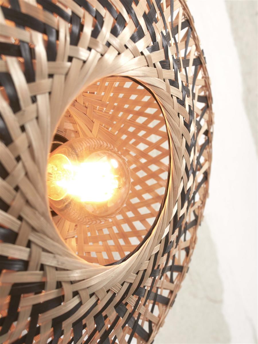 GOOD&MOJO I Wandleuchte I KALIMANTAN I Farbe: Natur/Schwarz I Schirm: Ø30 x 8