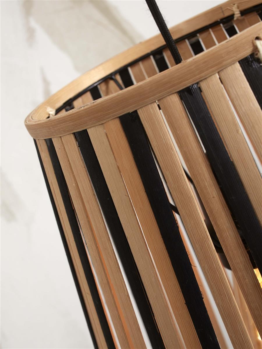 GOOD&MOJO I Hängeleuchte I MERAPI I Farbe: Natur/Schwarz I Schirm: Ø40 x 42