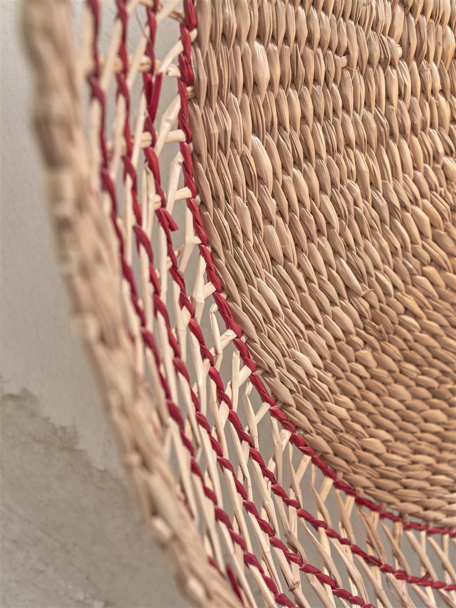 GOOD&MOJO I Wandleuchte I PANTANAL I Farbe: Natur/Rot I Schirm: Ø45 x 9