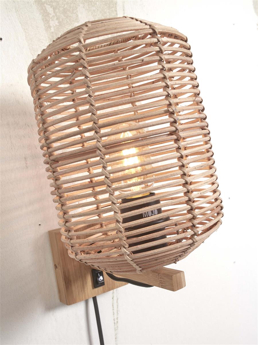 GOOD&MOJO I Wandleuchte I TANAMI I Farbe: Natur I Schirm: Ø18 x 25