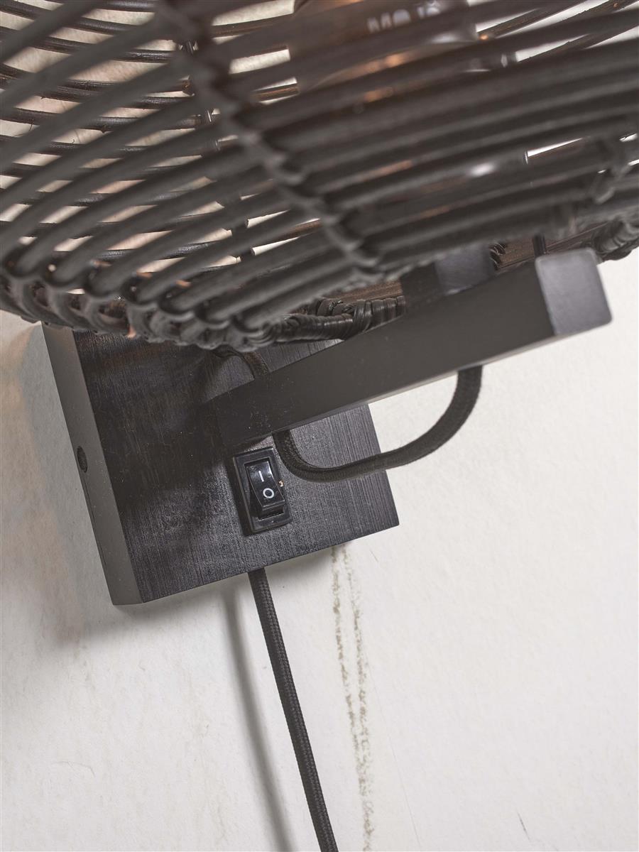 GOOD&MOJO I Wandleuchte I TANAMI I Farbe: Schwarz I Schirm: Ø18 x 25