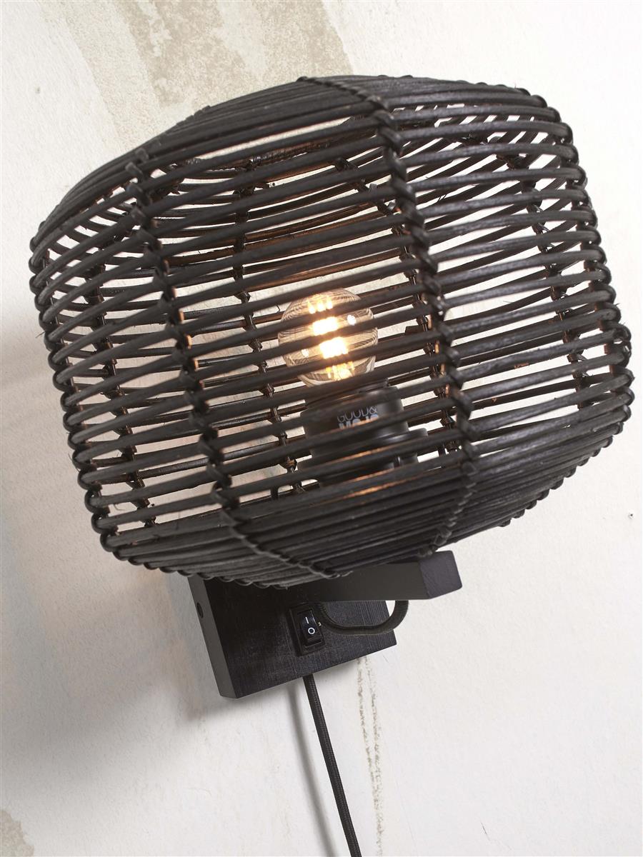 GOOD&MOJO I Wandleuchte I TANAMI I Farbe: Schwarz I Schirm: Ø25 x 20