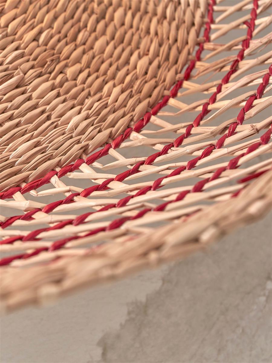 GOOD&MOJO I Deckenleuchte I PANTANAL I Farbe: Natur/Rot I Schirm: Ø45 x 9