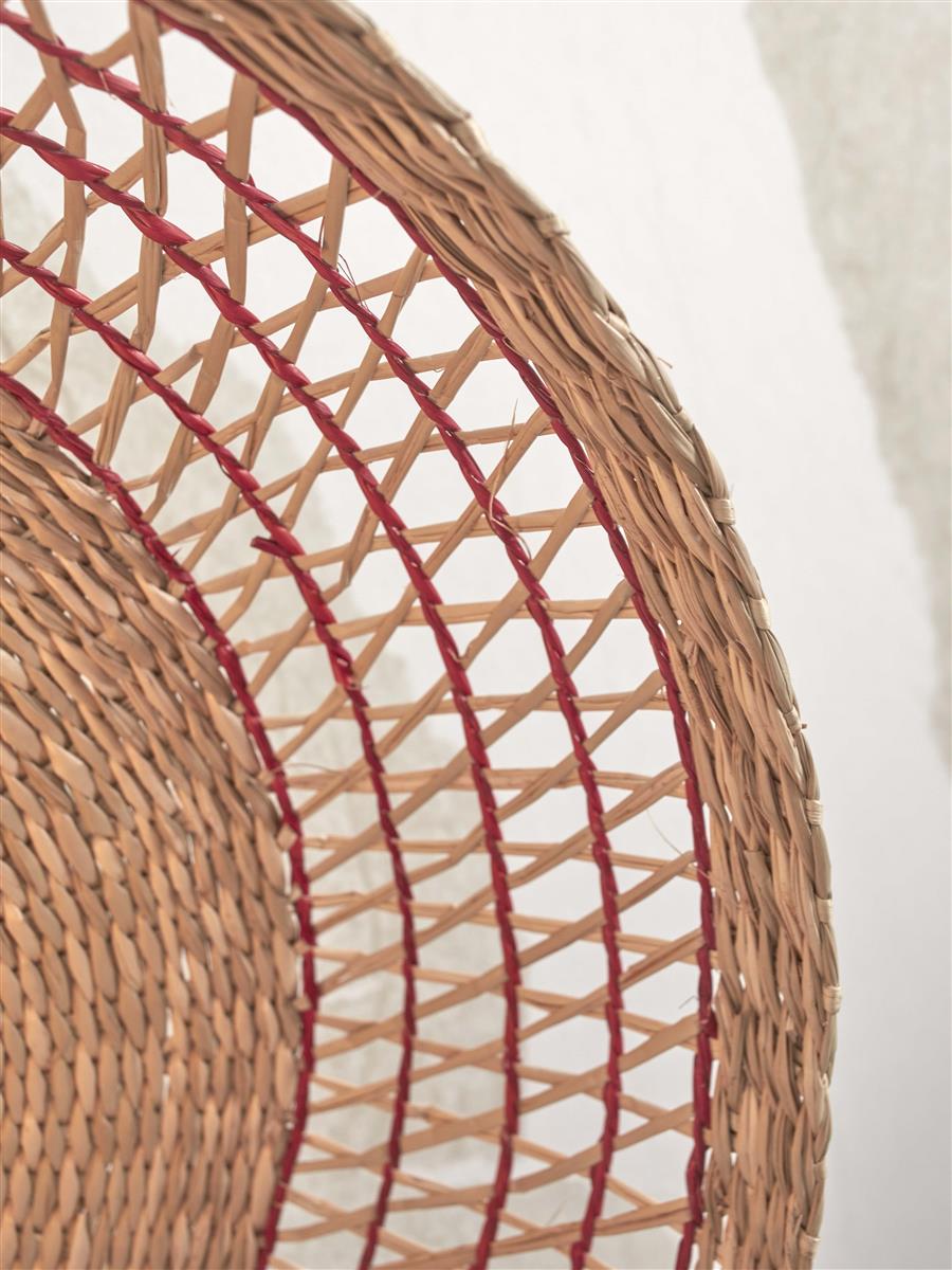 GOOD&MOJO I Wandleuchte I PANTANAL I Farbe: Natur/Rot I Schirm: Ø45 x 9