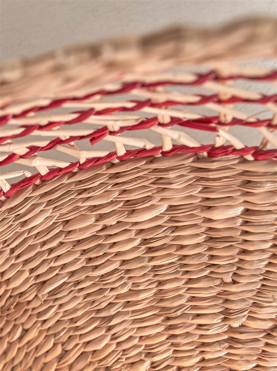 GOOD&MOJO I Hängeleuchte I PANTANAL I Farbe: Natur/Rot I Schirm: Ø45 x 9