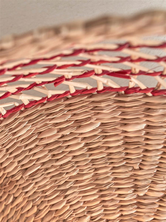 GOOD&MOJO I Hängeleuchte I PANTANAL I Farbe: Natur/Rot I Schirm: Ø45 x 9