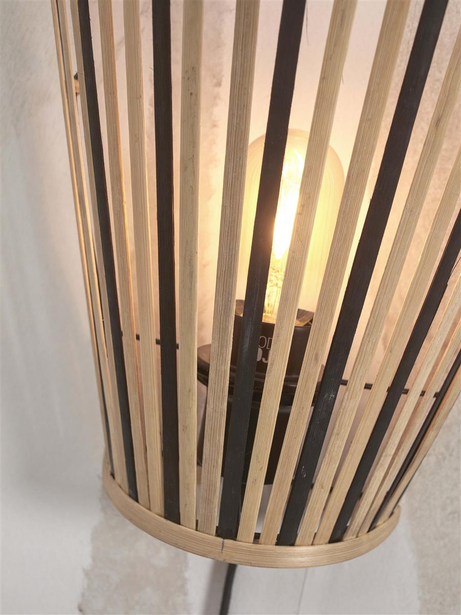 GOOD&MOJO I Wandleuchte I MERAPI I Farbe: Natur/Schwarz I Schirm: Ø30 x 30