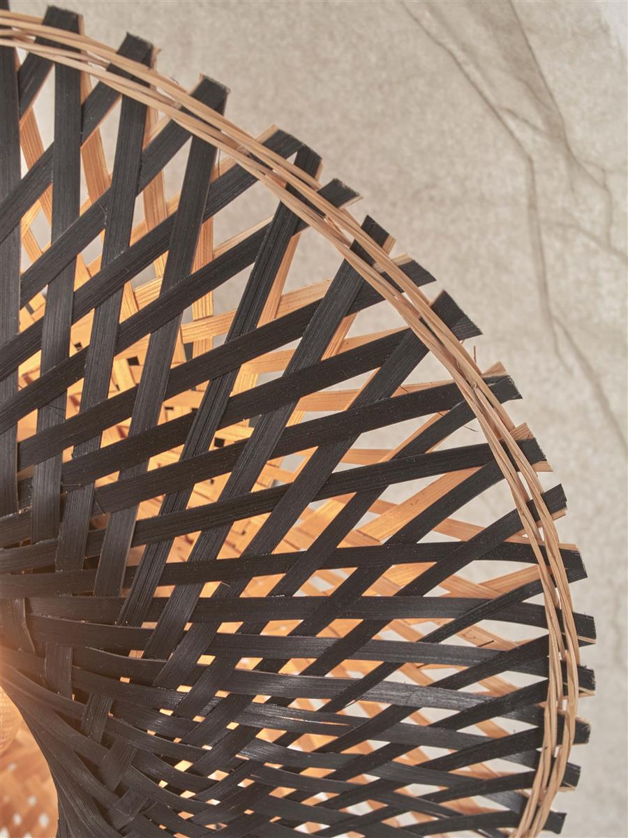 GOOD&MOJO I Deckenleuchte I KALIMANTAN I Farbe: Schwarz/Natur I Schirm: Ø87 x 20