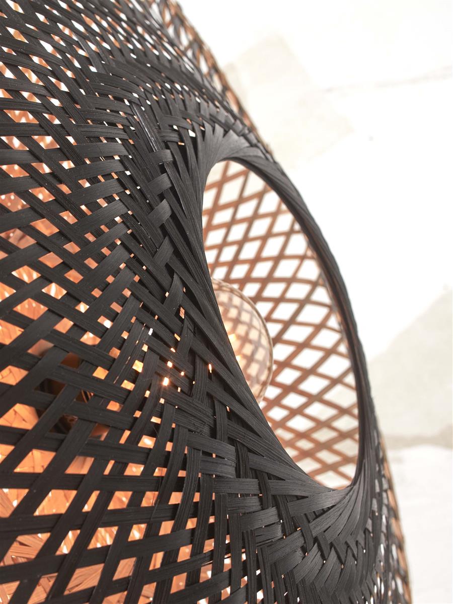 GOOD&MOJO I Wandleuchte I KALIMANTAN I Farbe: Schwarz/Natur I Schirm: Ø44 x 12