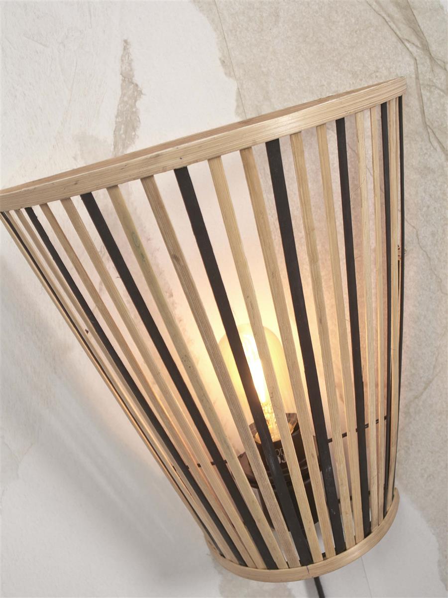 GOOD&MOJO I Wandleuchte I MERAPI I Farbe: Natur/Schwarz I Schirm: Ø30 x 30