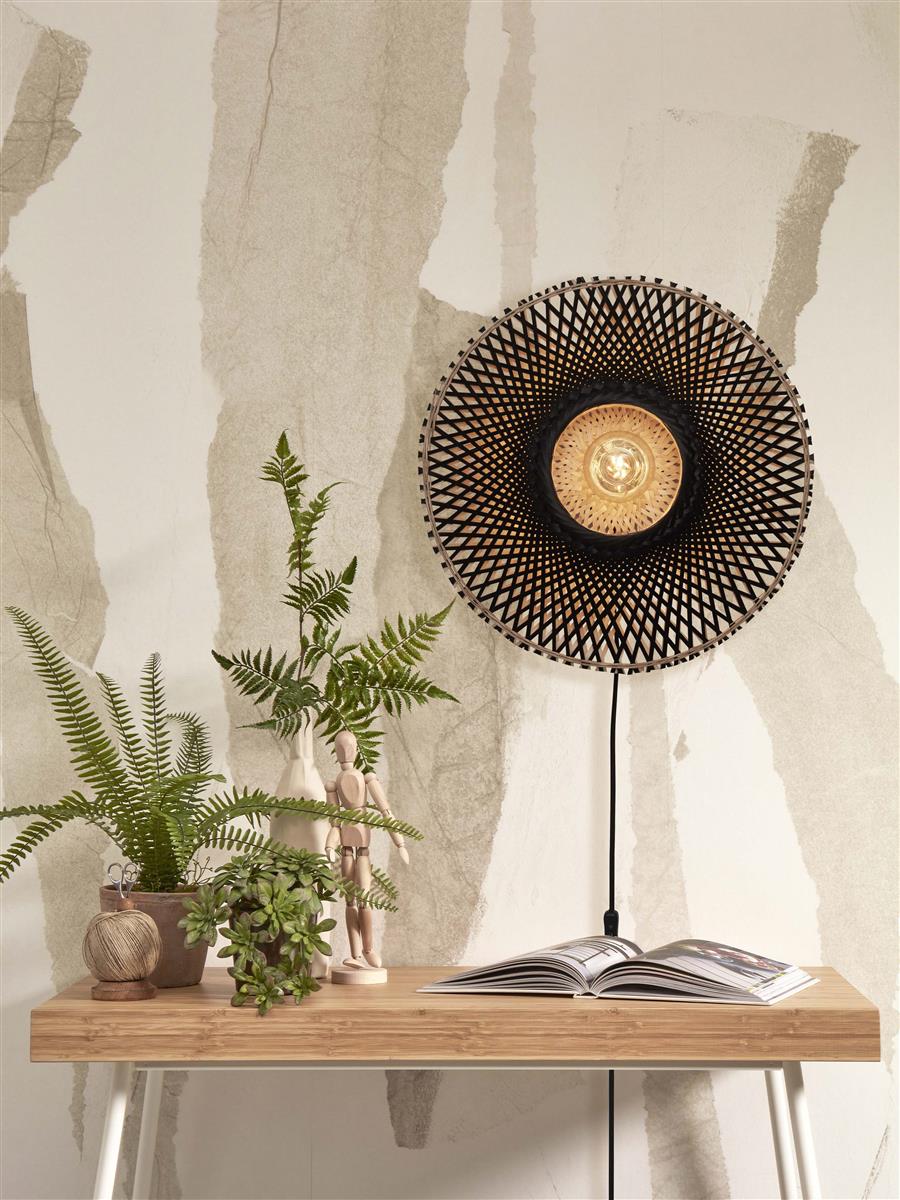 GOOD&MOJO I Wandleuchte I KALIMANTAN I Farbe: Schwarz/Natur I Schirm: Ø44 x 12