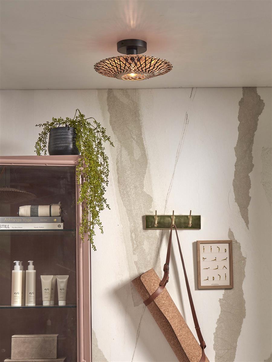 GOOD&MOJO I Deckenleuchte I KALIMANTAN I Farbe: Natur/Schwarz I Schirm: Ø30 x 8