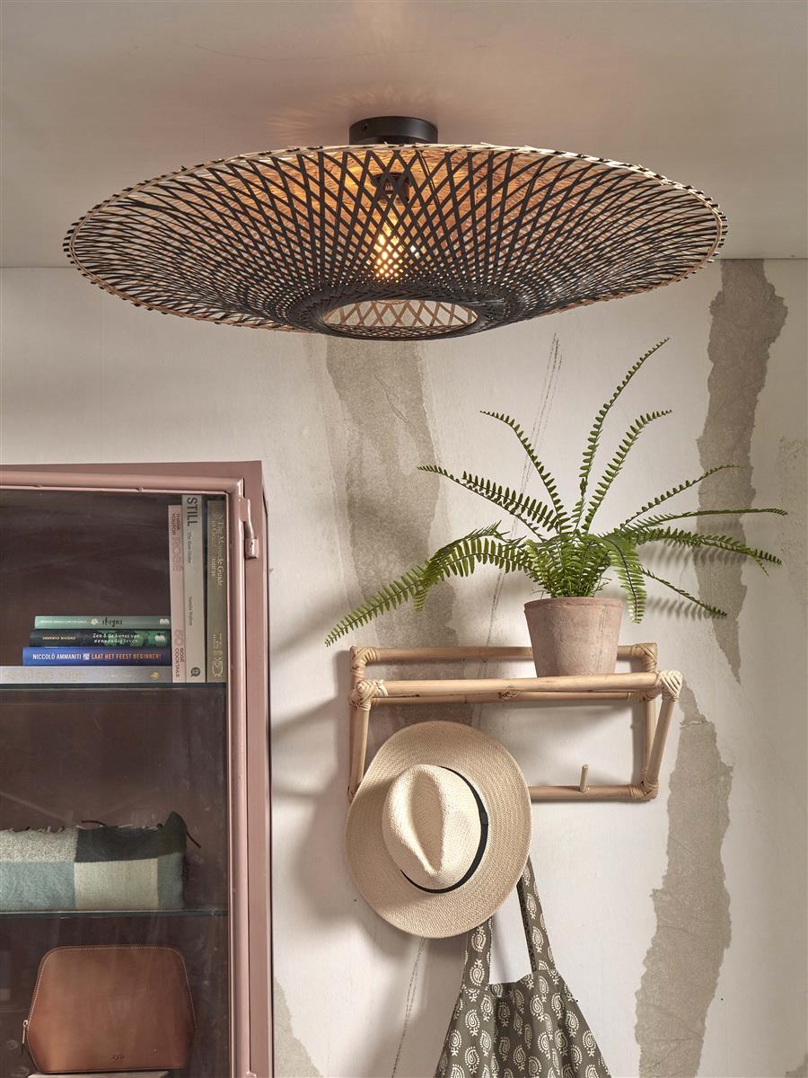 GOOD&MOJO I Deckenleuchte I KALIMANTAN I Farbe: Schwarz/Natur I Schirm: Ø87 x 20