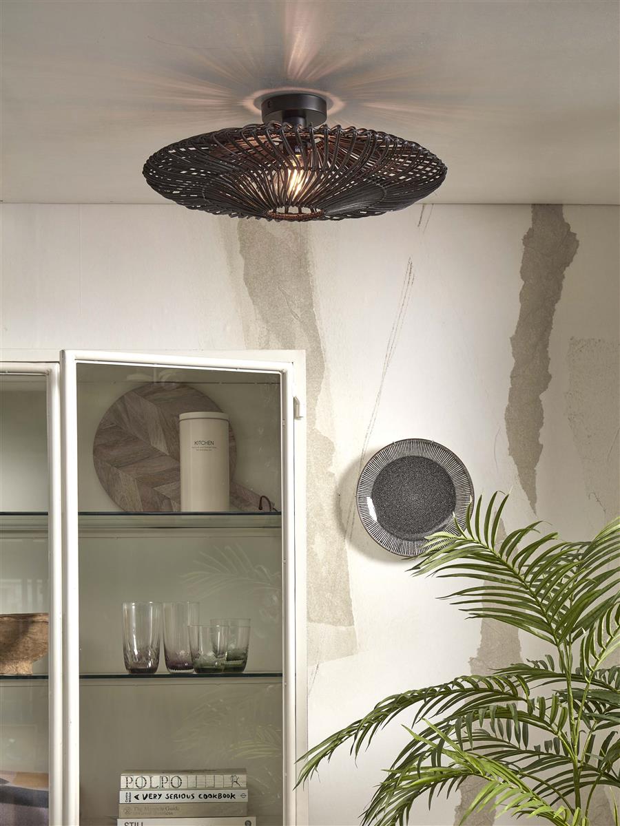 GOOD&MOJO I Deckenleuchte I ZANZIBAR I Farbe: Schwarz I Schirm: Ø55 x 14