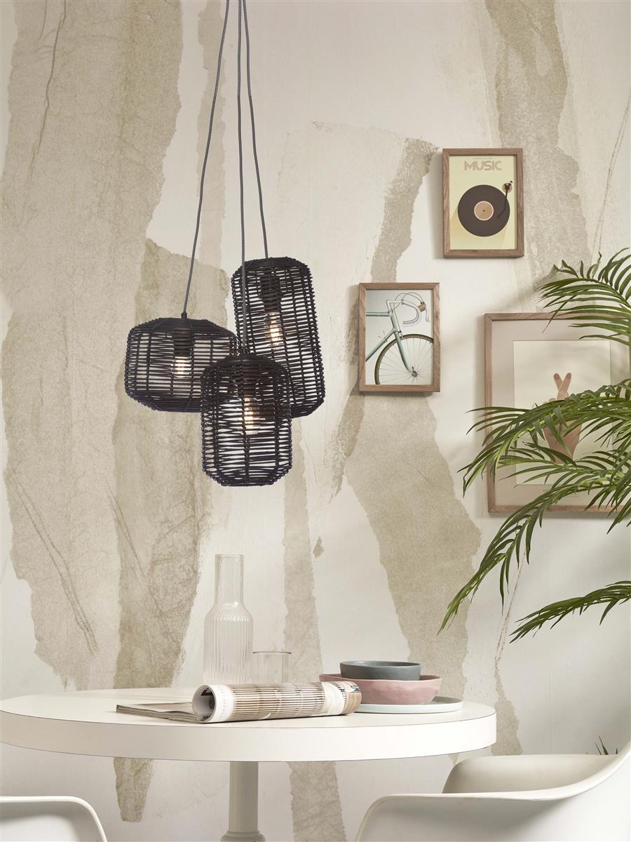 GOOD&MOJO I Hängeleuchte I TANAMI I Farbe: Schwarz I Schirm: Ø18 x 25, Ø25 x 20, Ø 18 x 35