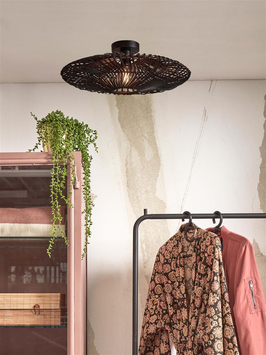 GOOD&MOJO I Deckenleuchte I ZANZIBAR I Farbe: Schwarz I Schirm: Ø55 x 14