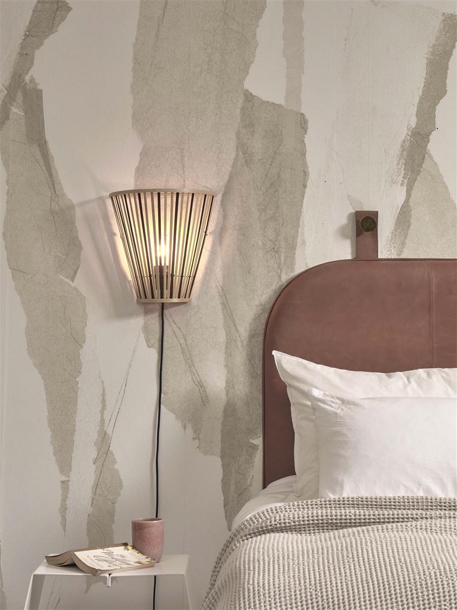 GOOD&MOJO I Wandleuchte I MERAPI I Farbe: Natur/Schwarz I Schirm: Ø30 x 30