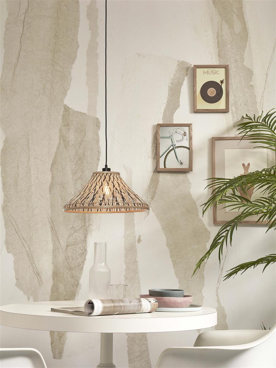 GOOD&MOJO I Hängeleuchte I TAHITI I Farbe: Natur/Schwarz I Schirm: Ø45 x 20