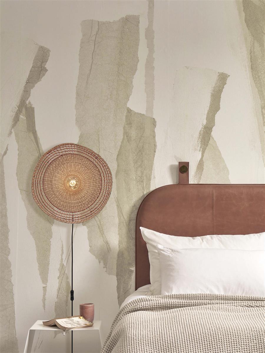 GOOD&MOJO I Wandleuchte I PANTANAL I Farbe: Natur/Rot I Schirm: Ø45 x 9