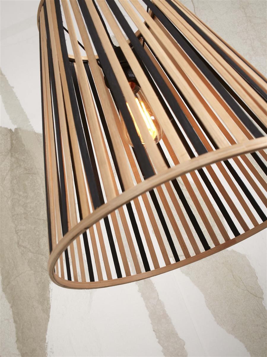 GOOD&MOJO I Hängeleuchte I MERAPI I Farbe: Natur/Schwarz I Schirm: Ø40 x 42