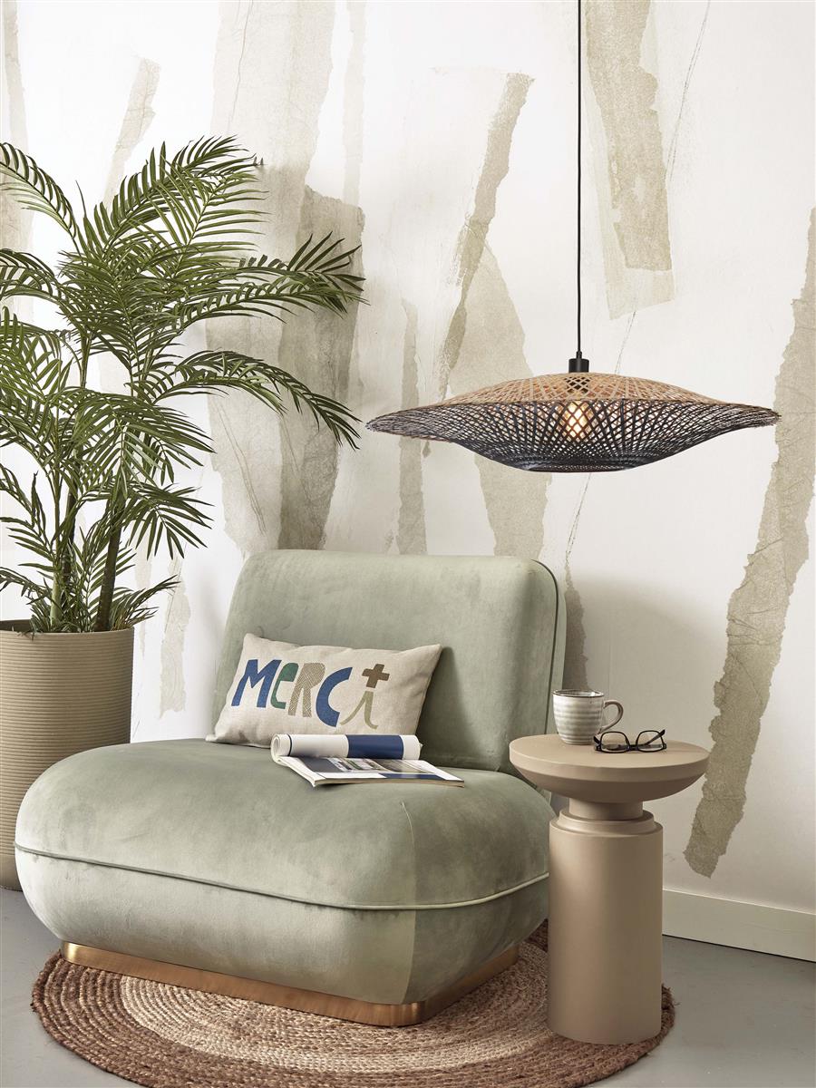 GOOD&MOJO I Hängeleuchte I KALIMANTAN I Farbe: Schwarz/Natur I Schirm: Ø87 x 20