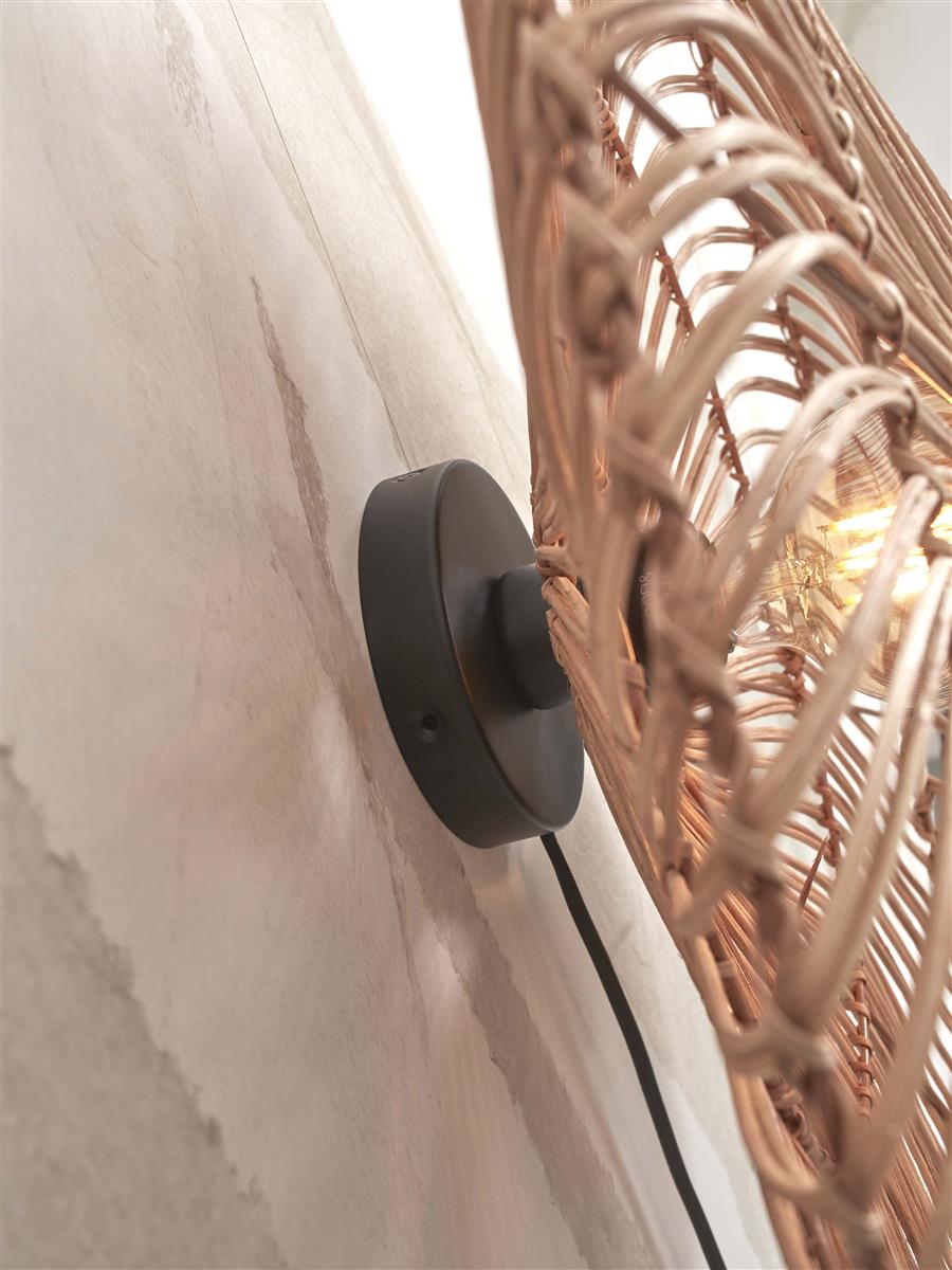 GOOD&MOJO I Wandleuchte I ZANZIBAR I Farbe: Natur I Schirm: Ø40 x 12