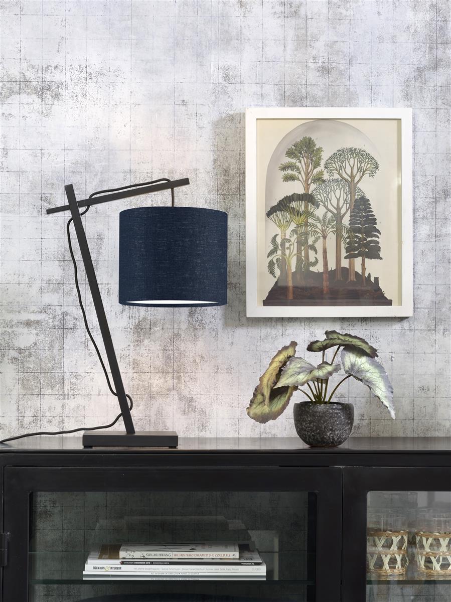 Good&Mojo I Tischleuchte I ANDES I Farbe: blaues Denim I Schirm: Ø18 x 15