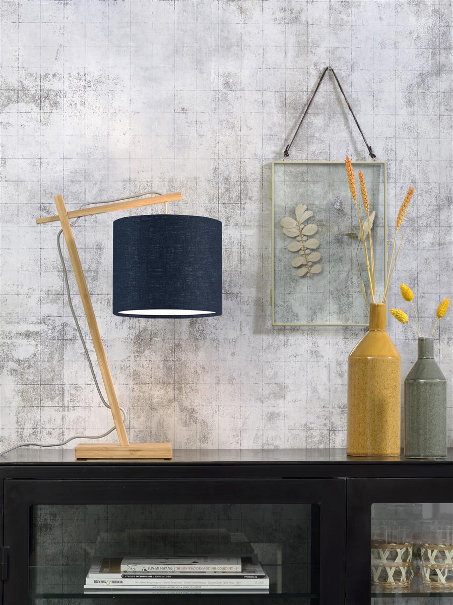 Good&Mojo I Tischleuchte I ANDES I Farbe: blaues Denim I Schirm: Ø18 x 15