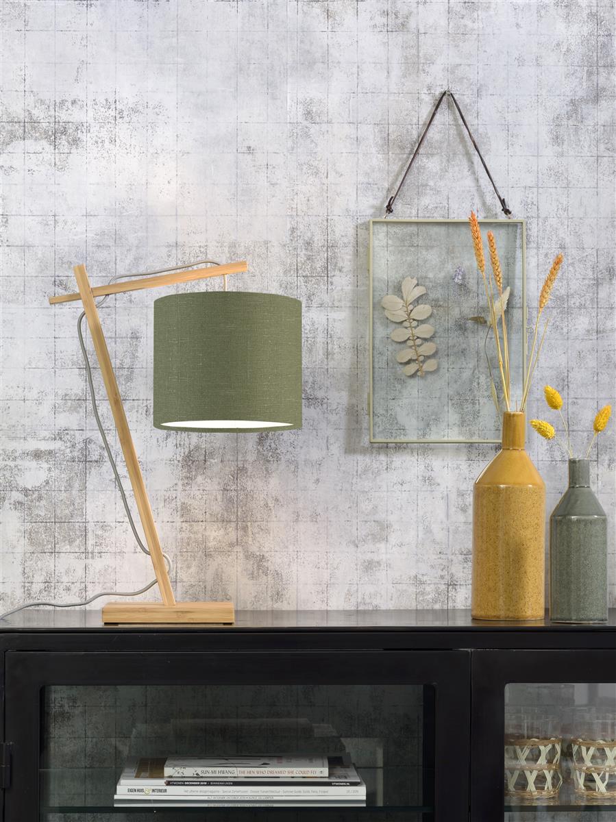 Good&Mojo I Tischleuchte I ANDES I Farbe: Grüner Wald I Schirm: Ø18 x 15