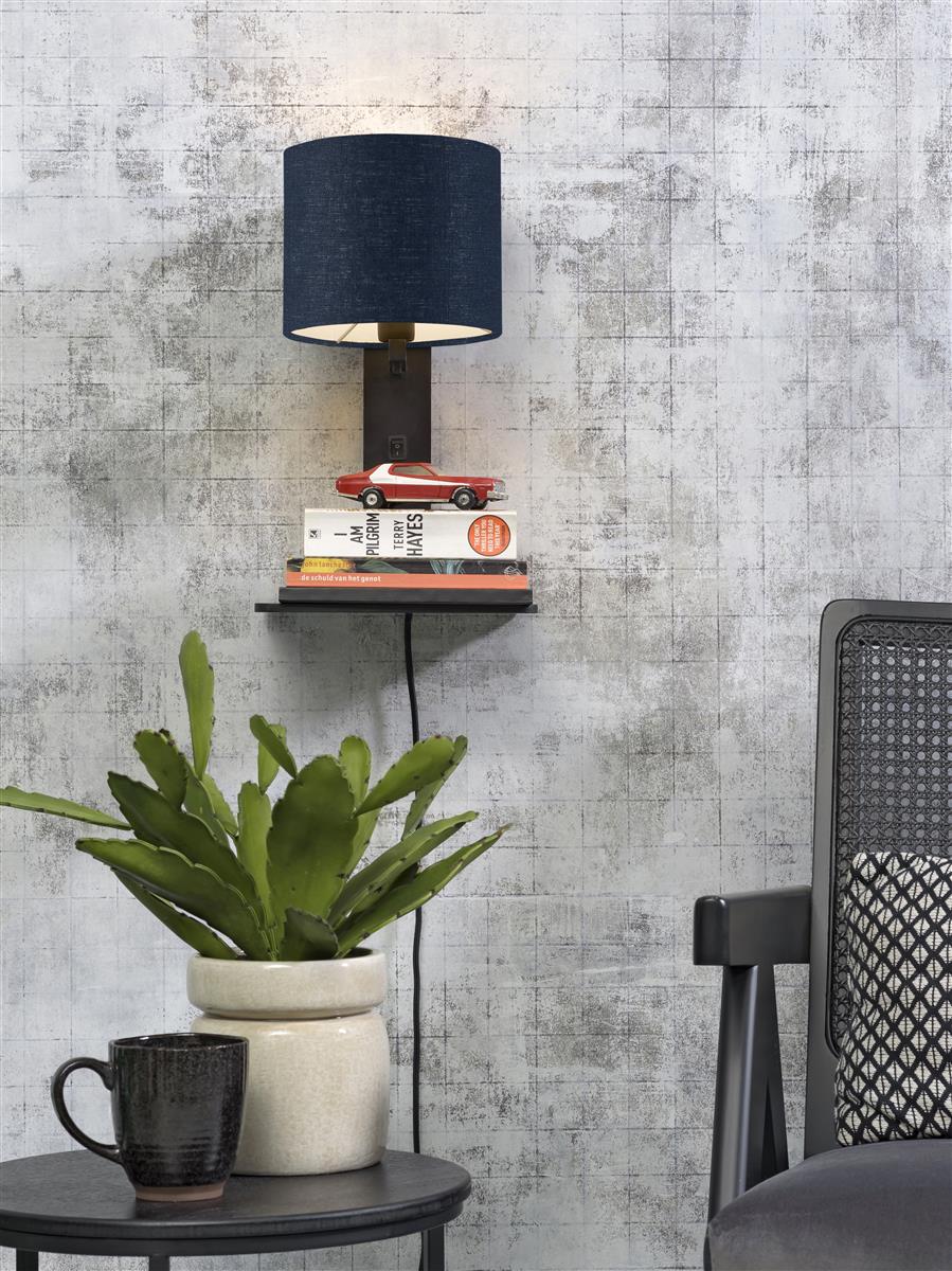 Good&Mojo I Wandleuchte I ANDES I Farbe: blaues Denim  I Schirm: Ø18 x 15